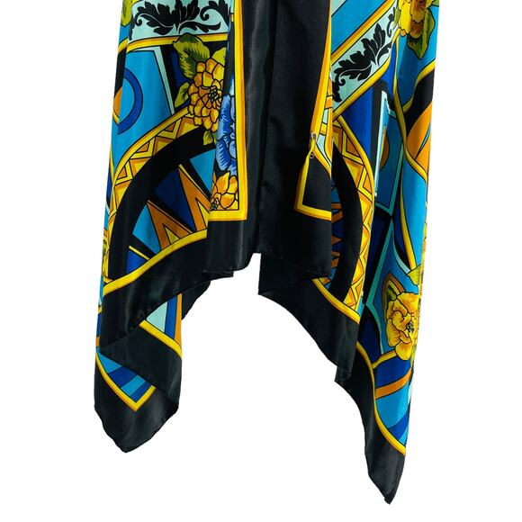 Forever 21 Vintage Black Multicolor Asymmetrical Halter Top Y2K Dress Women Sz S - Picture 5 of 12